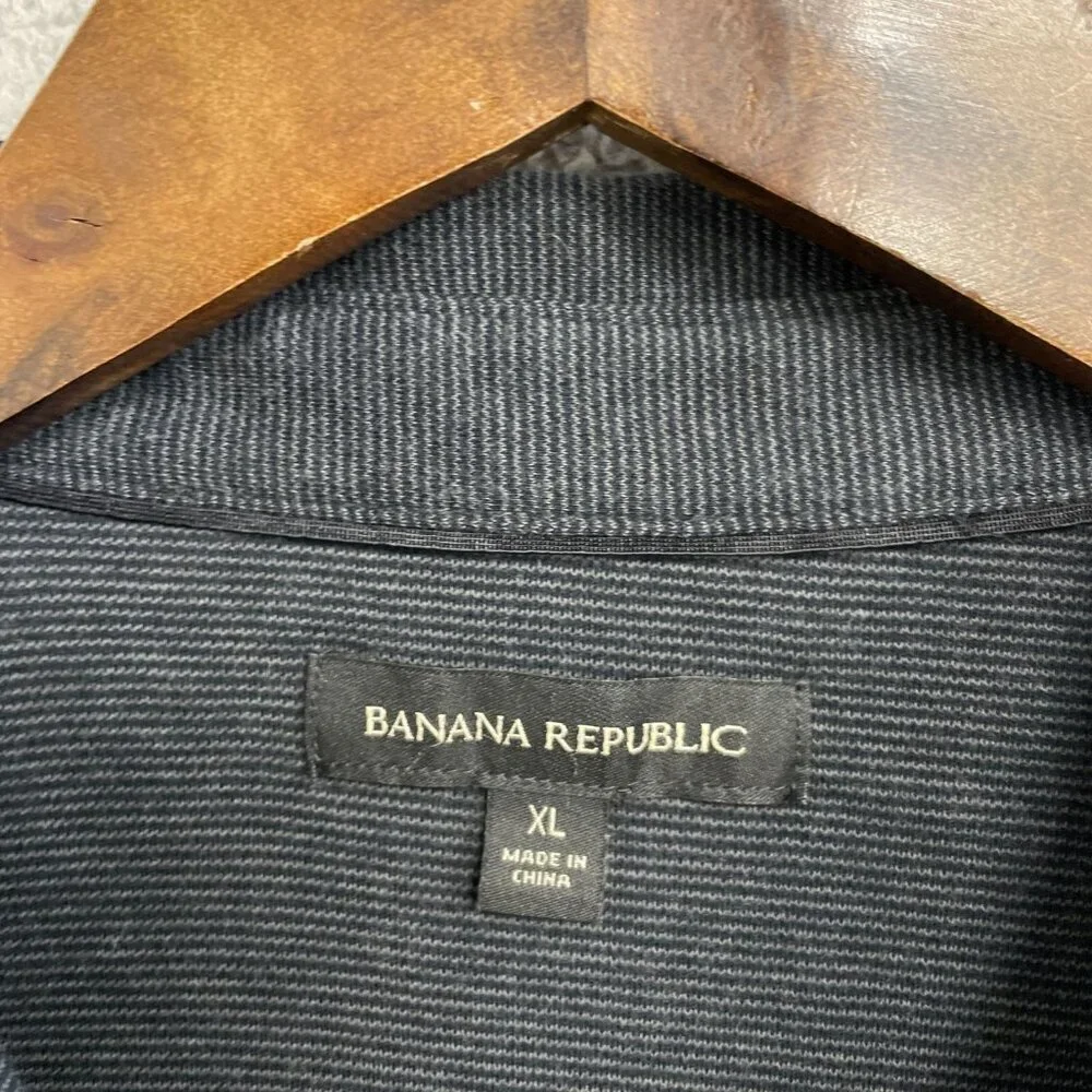 NWOT Banana Republic Men's XL Polo Shirt 100% Cotton Pinstriped